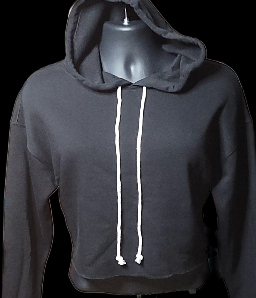 NWT CROPPED PLAI BLACK HOODIE